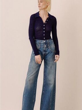 pistola High-Waist Wide-Leg Denim Jeans in Medium Blue Wash